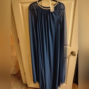 Misses Long gown with attached sheer overlay